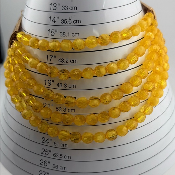 Elegant Lux Yellow Multi-Strand Beaded Necklace with Lobster Claw Clasp NWT - Picture 6 of 14